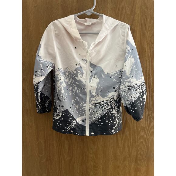 Hooded Print Windbreaker Jacket | Boys/Toddler 5Y Mountain Range Graphic - Picture 1 of 4